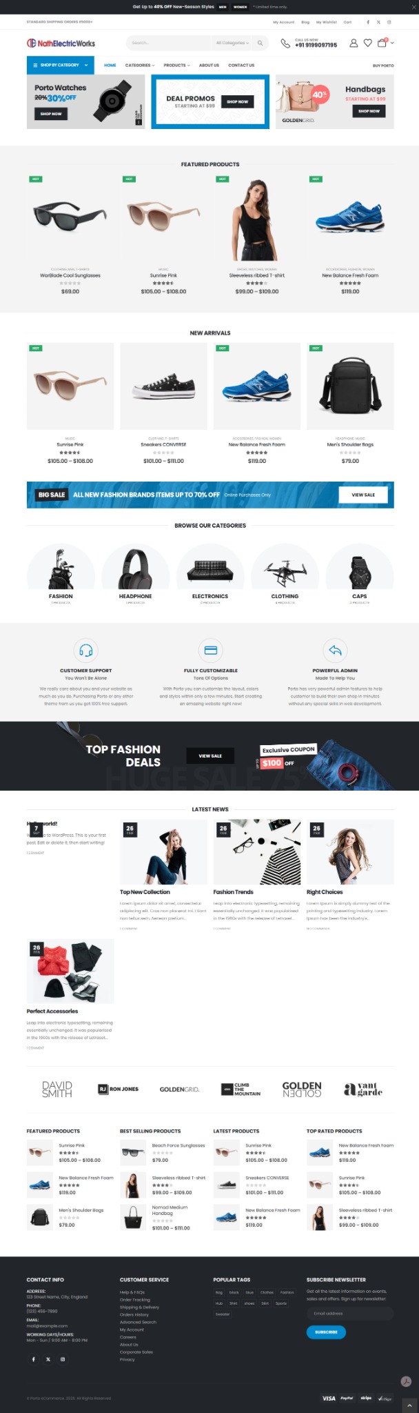 Nathelectricworks ecommerce website homepage